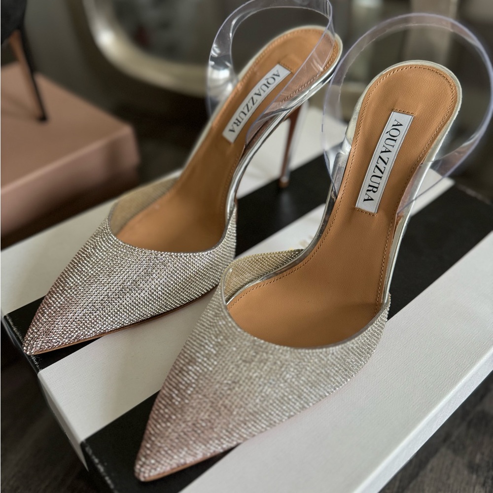 Aquazzura So Nude Crystal Plexi heels